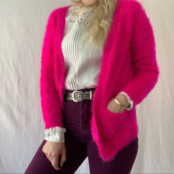 Vintage | Sweaters | Y2k Hot Pink Fuzzy 